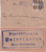 DR-Infla - Untertheres T. Obertheres Posthilfstelle-Ra3 Dienstbrief 1921
