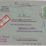 AM-Post - Hülsen ü. Verden Poststelle I Einschreibebrief n. Hannover 15.1.46
