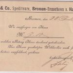 DR - 5 Pfg. Germania/Reichspost Perfin "R&C" Firmenkarte Bremen - Herrstein 1900