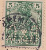 DR - 5 Pfg. Germania/Reichspost Perfin "R&C" Firmenkarte Bremen - Herrstein 1900