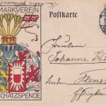 DR - 5 Pfg. Germania Werbekarte Nordmarkverein Wehrschatzspende Hadersleben 1913