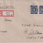 All.Bes./Kontrollrat - 80+4 Pfg. Ziffer Einschreibebrief Kiel 4 - Celle 1946