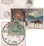 DR - Aumühle (Bz. Hamburg) 1/1 05 KOS Neujahrskarte 5 Pfg. Germania n. Oldeslohe
