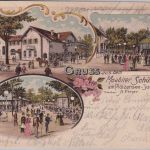 Berlin - Plötzensee Moabiter Schützenhaus farb. Mehrbildlitho gelaufen 1904