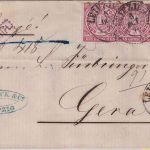 NDP - 3x1 Gr. gez. Einschreibebrief Leipzig - Gera 1870