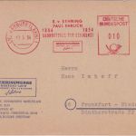 BRD - Marburg 1954 10 Pfg. AFS Behringwerke Firmenkarte n. FFM