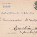 Bayern - 5 Pfg. Wappen Empfangsbestätigung Postanweisung Fremdentw. Cassel 1909