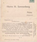 DR - 3/5 Pfg. Germania Firmenkarte m. Antwortkarte Peine - Elsenthal 1908