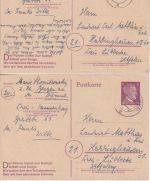 DR - 4x6 Pfg. AH Ganzsache Bergen (Dumme) + Treptow (Rega 10.-20.2.45 - Text !!