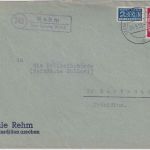 BRD - (24b) Rehm ü. Lunden Landpost-Ra2 Brief n. Dortmund 1953