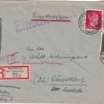 DR - Berghofen ü. Frankenberg Landpost-Ra2 Einschreibebrief n. Düsseldorf 1944