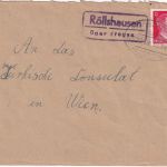 DR - Röllshausen ü. Treysa Landpost-Ra2 + Bahnpost Brief n. Wien 1944