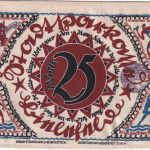 DR-Infla - Bielefeld 25 Mark Notgeldschein aus Seide 1921