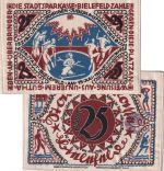 DR-Infla - Bielefeld 25 Mark Notgeldschein aus Seide 1921