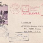 BRD - (22c) Köln 15 40 Pfg. AFS Lufthansa Luftpostdrucksache n. USA 1959