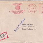 BRD - Köln 1980 210 Pfg. AFS Sogenal Eläss. Bank Einschreibebrief n. Hamburg