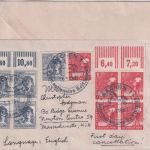 All.Bes. - 8+12 Pfg. Arbeiter 4er-Block/Oberrand u.a. Zensurbrief n. USA 1947