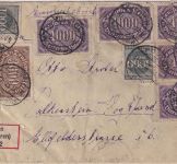 DR-Infla - 6x4.000 M. Queroval u.a. Einschreibebrief Hoven (Kr. Düren) 31.8.23
