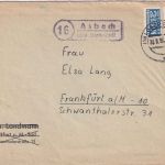 BRD - (16) Asbach ü. Darmstadt Landpost-Ra2 Brief n. Frankfurt a/M. 1954