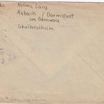 BRD - (16) Asbach ü. Darmstadt Landpost-Ra2 Brief n. Frankfurt a/M. 1954