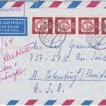 BRD - 6149 Weschnitz Landpost-Ra1 Luftpostbrief n. USA Heppenheim 1962 (aptiert)