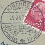 BRD - Bärenbach ü. Kirchberg (Hunsrück) Landpost-Ra2 Brief n. Braunschweig 1957