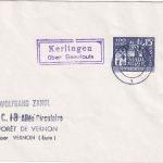 Saar - Kerlingen ü. Saarlouis Landpost-Ra2 Brief n. FRANKREICH 1957