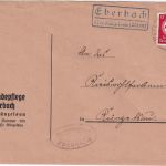 DR - Eberbach ü. Künzelsau (Württ.) Landpost-Ra2 Dienstbrief n. Künzelsau 1939