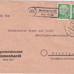 BRD - (14b) Sommerhardt ü. Calw Landpost-Ra2 Brief n. Stuttgart 1956