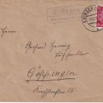 DR - Ersingen ü. Ehingen (Donau) Landpost-Ra2 Brief n. Göppingen 1937