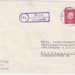 BRD - (14b) Rot ü. Laupheim Landpost-Ra2 Brief n. Stuttgart 1960