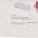 BRD - (14b) Biberach (Riß) Jordansbad Landpost-Ra2 Brief n. Tübingen 1959