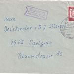 BRD - Bolstern ü. Saulgau (Württ) aptierter Landpost-Ra2 Brief n. Saulgau 1962
