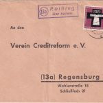 BRD - (13a) Reißling ü. Kelheim Landpost-Ra2 Brief n. Regensburg 1959