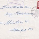 BRD - 8421 Staubing Landpost-Ra1 Brief Kelheim - München 1963