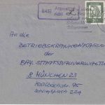BRD - 8451 Atzmannsricht Landpost-Ra1 Brief Amberg - München 1962