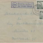 BRD - (13a) Dietersdorf ü. Weiden Landpost-Ra2 Brief n. München 1962