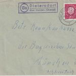 BRD - (13a) Dietersdorf ü. Weiden Landpost-Ra2 Brief n. München 1962