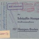 BRD - 8561 Düsselbach Landpost-Ra1 Brief /Antwortkuvert n. Haagen 1963