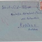 BRD - Roßdach ü. Bamberg Landpost-Ra2 Drucksache n. Koblenz 1954