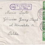 BRD - (13a) Waldsachsen ü. Coburg Landpost-Ra2 Brief n. POLEN 1954