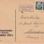 DR - Lanzendorf ü. Neuenmarkt Landpost-Ra2 Brief n. München Bahnpost 1933