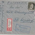 DR - Neuses ü. Wiesentheid Landpost-Ra2 Einschreibebrief n. Düsseldorf 1944
