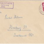 BRD - Weimersheim ü. Weißenburg (Bay) Landpost-Ra3 Brief n. Hamburg 1959