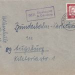 BRD - 8871 Riedhausen b. Günzburg Landpost-Ra1 Brief n. Augsburg 1964