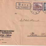 DR - Burg ü. Dinkelscherben Landpost-Ra2 Brief n. Neu-Ulm 1936