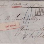 Preussen - Erfurt Packkammer 9/2 64 Ra3 Paketbegleitbrief n. Herrenmühle