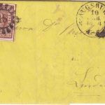 Bayern - 6 Kr. Quadrat braun gelbes (!) Briefchen gMR 18 OPA Augsburg 1854