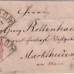 Bayern - 3 Kr. Wappen geschn. HKS Landau i.d. Pf 9/4 Brief n. Marktheidenfeld