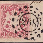 Bayern - 3 Kr. Wappen geschn. Briefstück oMR 268 (Landsberg a. Lech)